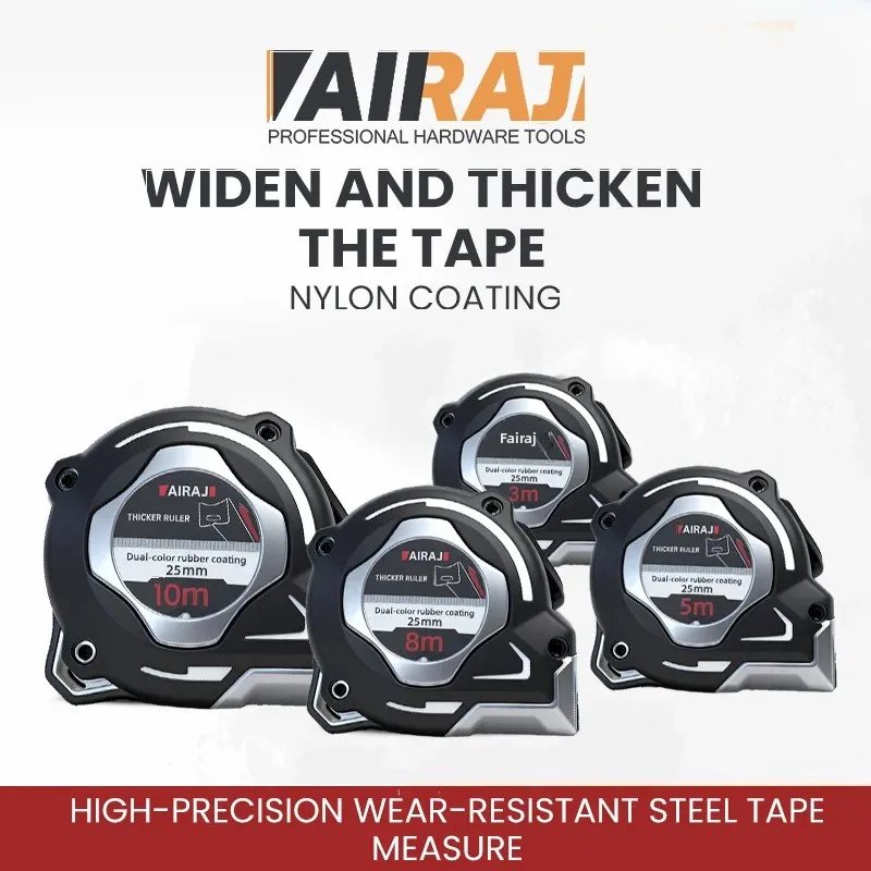 AIRAJ 3M to 10M Tape Measure Self-Locking Thickened Case Metric and Imperial Tape Measure with Fraction Marks Backside Printing