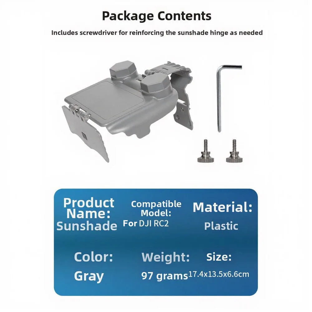 ABS Sun Hood For DJI RC2 Smart Controller Anti-Glare Protection Compatible With For Mini 4 Pro Air/ 3S Flip 18 *14* 7cm Gray