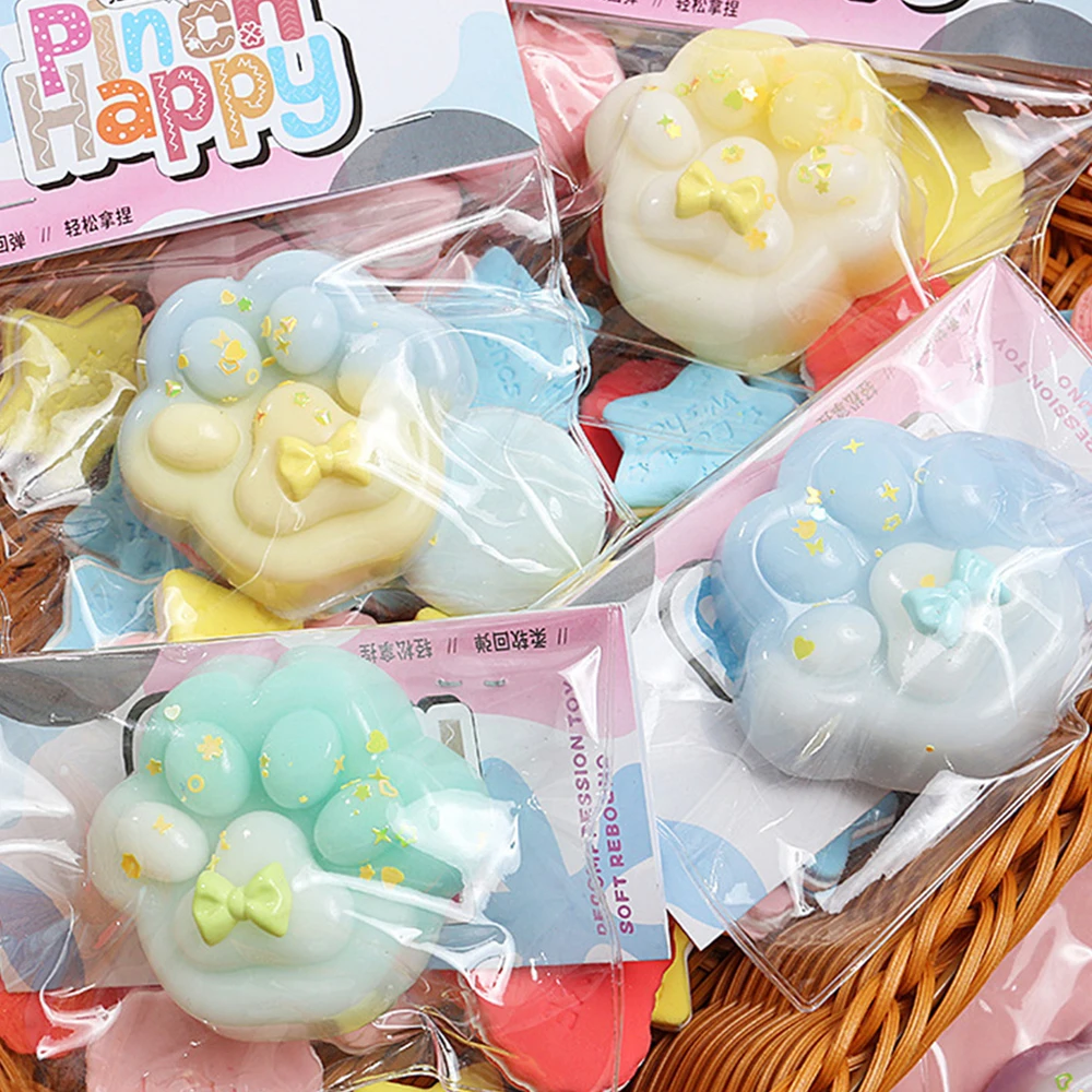 Simulação gato pata mole brinquedo fidget bonito gato pata silicone lento rebote pitada brinquedo de descompressão liberação estresse ventilação brinquedo