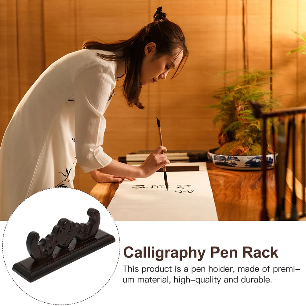 

2Pcs Wood Pen Rest Practical Brush Pen Organizer High-Quality Desktop Decor for Home Study Office and School Use