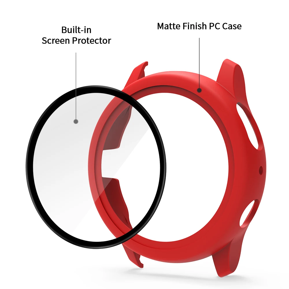 Case+Glass For Samsung Galaxy Watch Active 2 44 40mm Cover Bumper Accessories Protector Full Coverage Matte Screen Protection image 2