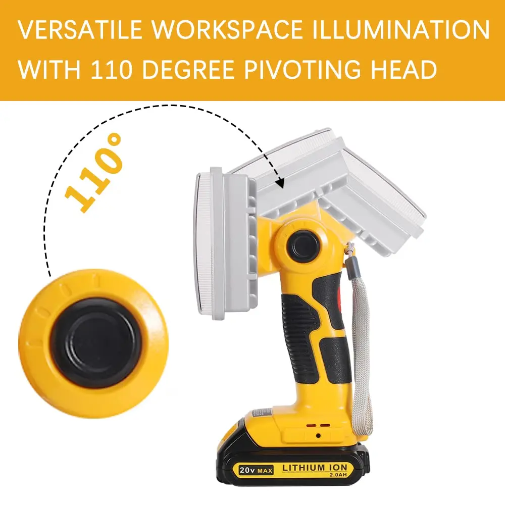 Work Light for Dewalt 20V Max Lithium-ion Battery 40W 4200LM Flashlight with USB Port Zinc Alloy LED Work Light for Emergencies
