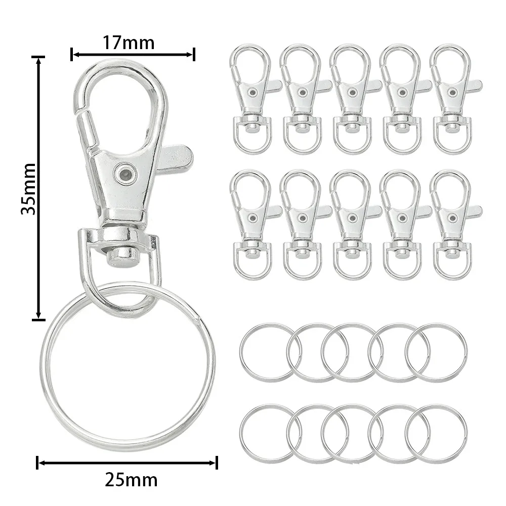 20/50 Stuks Draaibare Karabijnhaken Met Sleutelhanger Metalen Draaibare Karabijnsluitingen Voor Diy Sleutelhanger Tas Hang sieraden Maken Accessoires