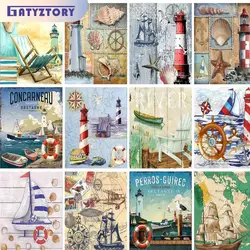 GATYZTORY Modern Paint By Numbers For Adults Coloring By Numbers Lighthouse Home Decors Gift Picture Drawing Paint Kit Diy Craft