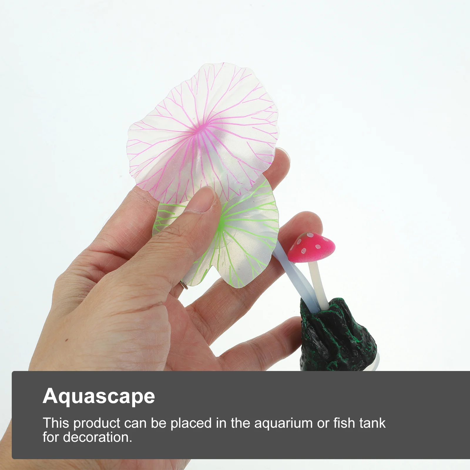 

2Pcs Silicone Glowing Lotus Leaf Mushroom Aquarium Decoration Natural Vivid Fish Tank Ornament Home Landscape Decor