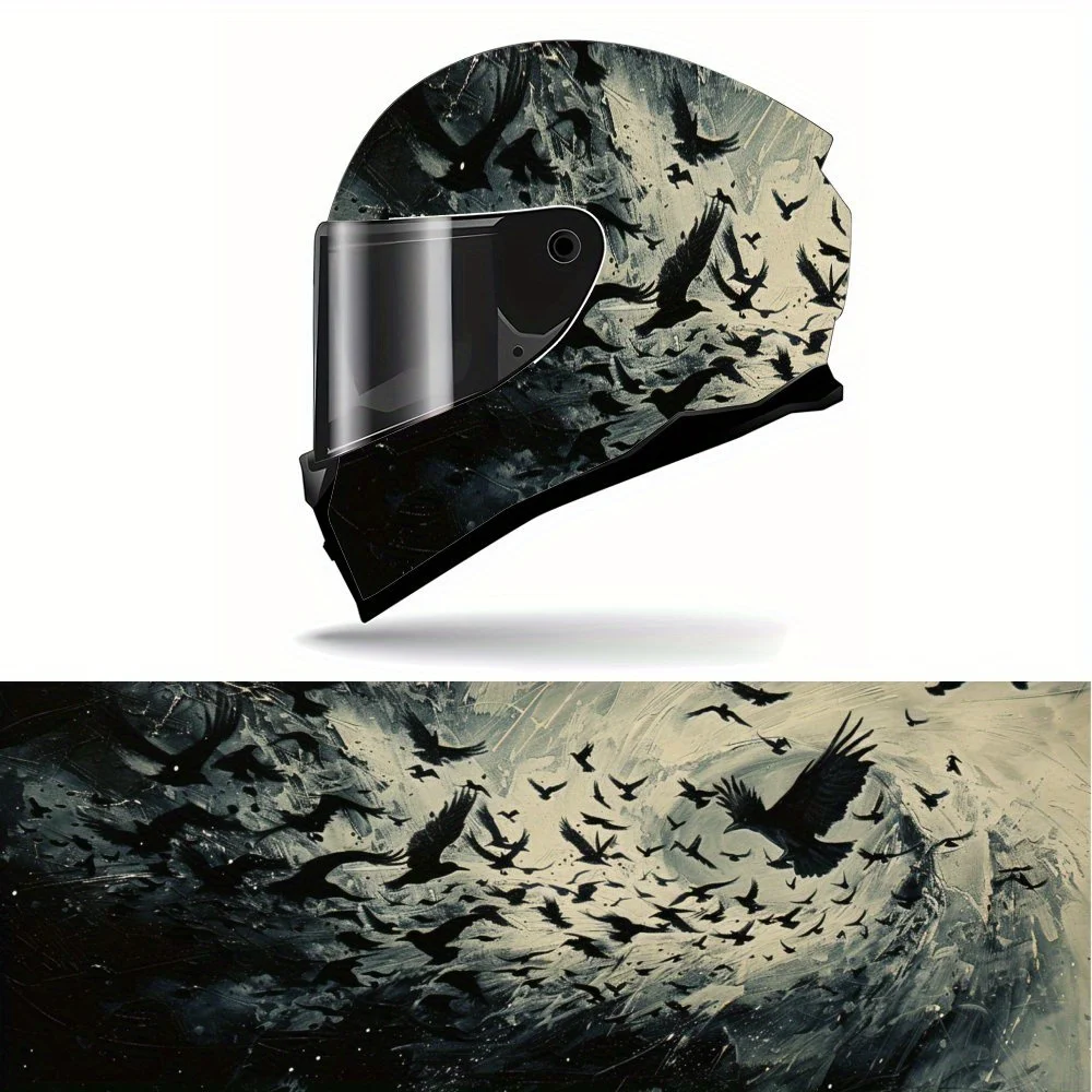 

Dark Aerial Flock Full Face Helmet Vinyl Wrap Sticker, Durable PVC Material, Artistic Aesthetic Graphic Decal for Motorcycle Rac
