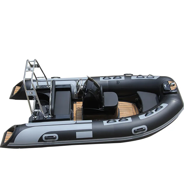 Fiberglass RIB Boat 340cm,Inflatable Sport Boat,1.2mm PVC Hypalon Rigid Hull Yacht,for Lake River Fishing Water Skiing,3.4m