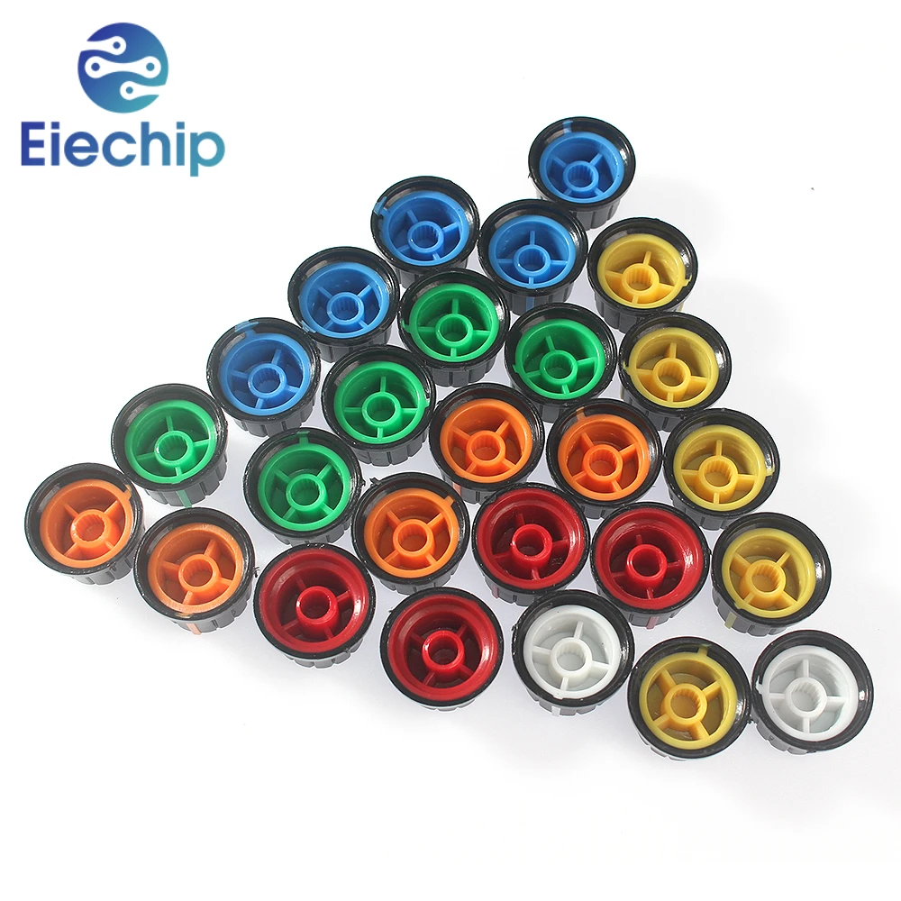 30PCS/Lot WH148 Rotary Potentiometer Knob Cap 6 Color 24x15mm Plastic Knob Cap for Light and Sound Control Diy Volume Knob image 4