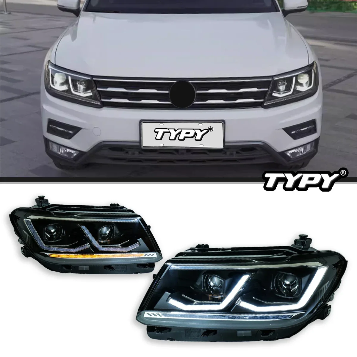

Автомобильный свет TYPY для VW Tiquan, светодиодная фара для проектора, дневные ходовые огни 2017-2020, автомобильные аксессуары