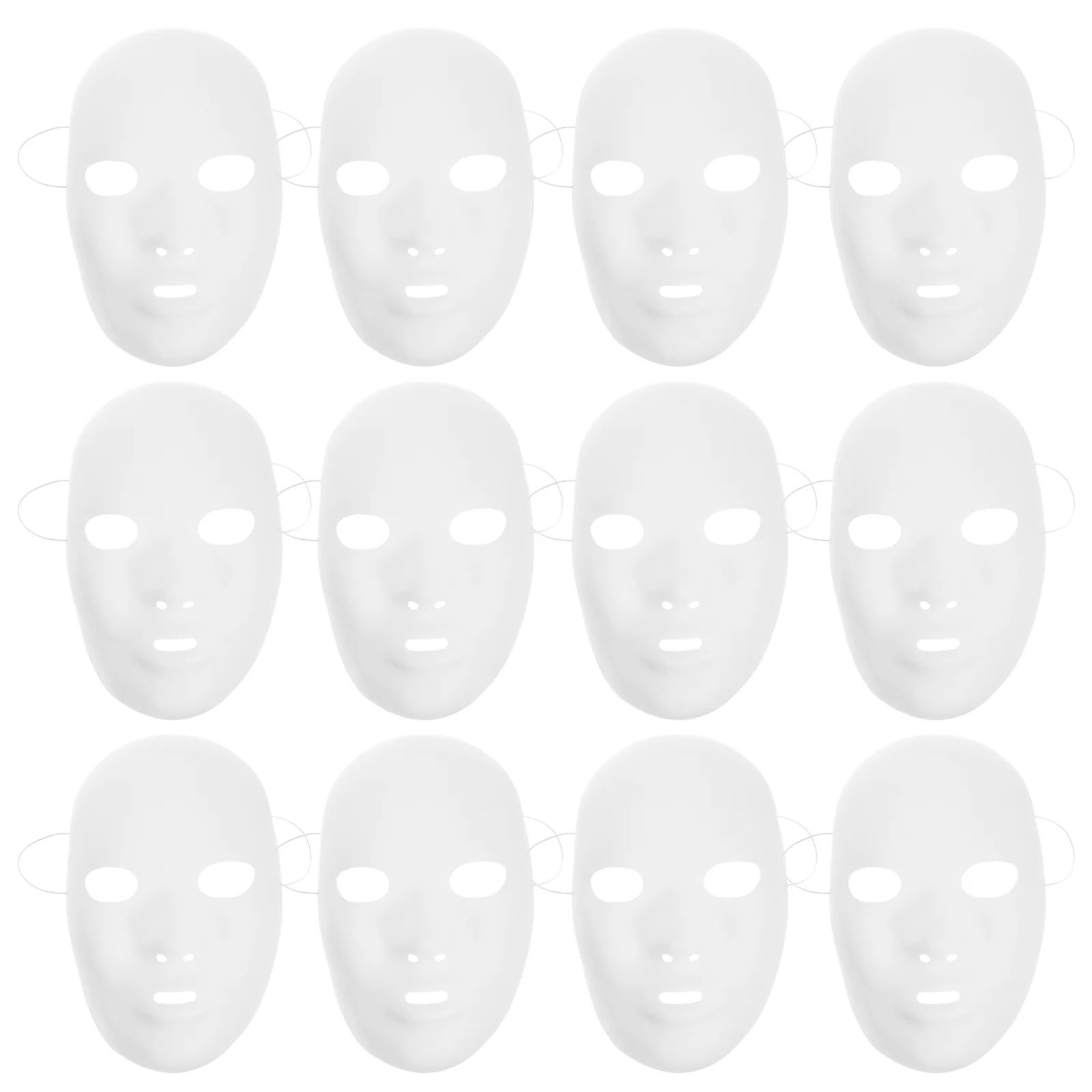 

12 Pcs White Party Mask Blank Masks Halloween Full Face Cosplay Costumes Funny Prom