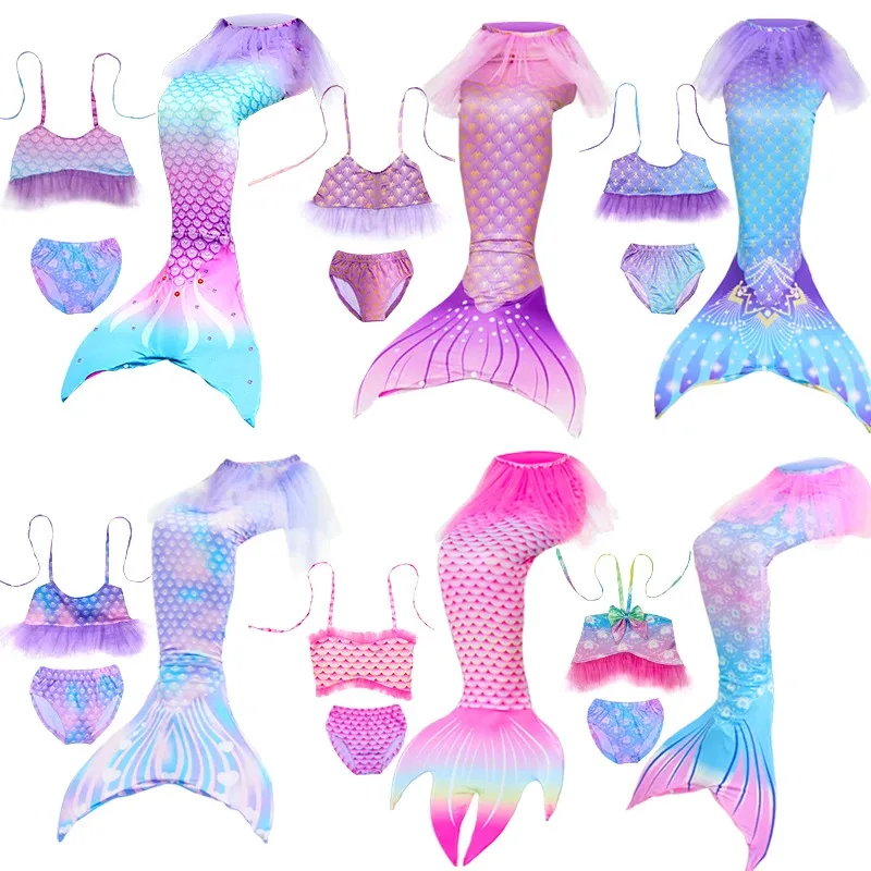 

Cosplay Mermaid tail three-piece swimsuit for girls Beach Bikini Beach Pool party dress without fins