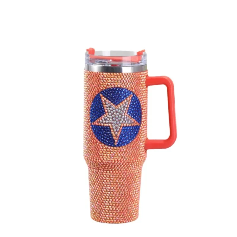 Bling Bling Rhinestone Tumblers Customizable Diamond Art Stones Stainless Steel 40 OZ Water Bottle Mosaic Cross Stitch  DIY Gift