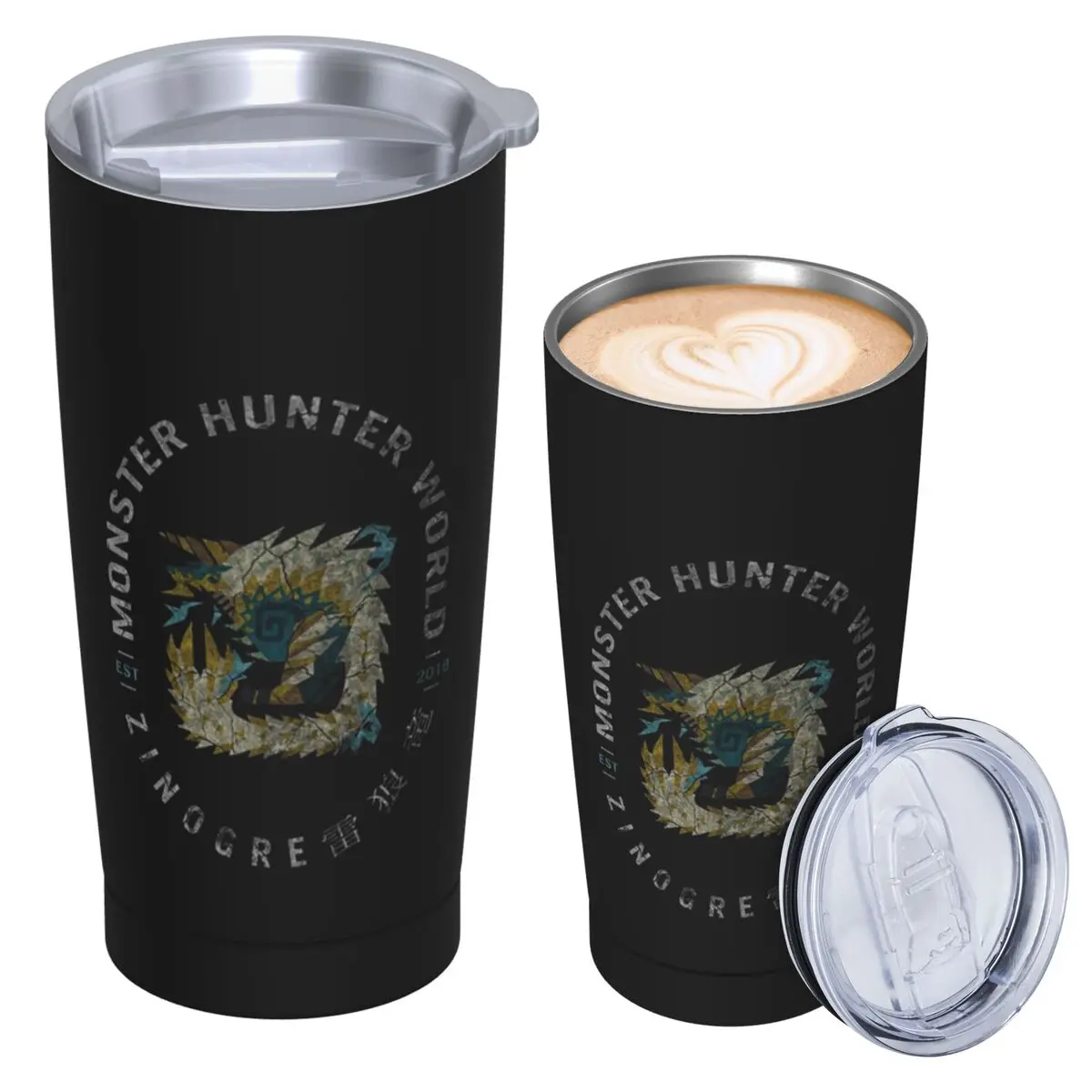 Monster Hunter Vintage Zinogre Stainless Steel Tumbler Vacuum Insulated Mug Thermal Cold Cups Straw With Lid 20oz