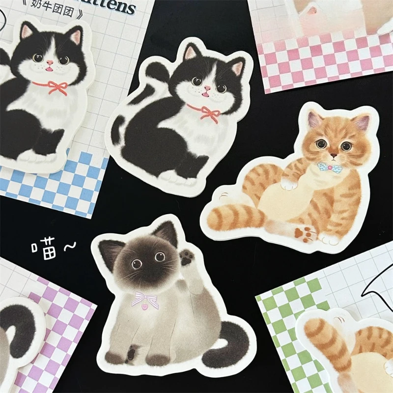 Office School Supplies Cute Pet Kitten Special Shaped Family Series Cute Message Stickers Handbook Material Paper Kawaii Gift