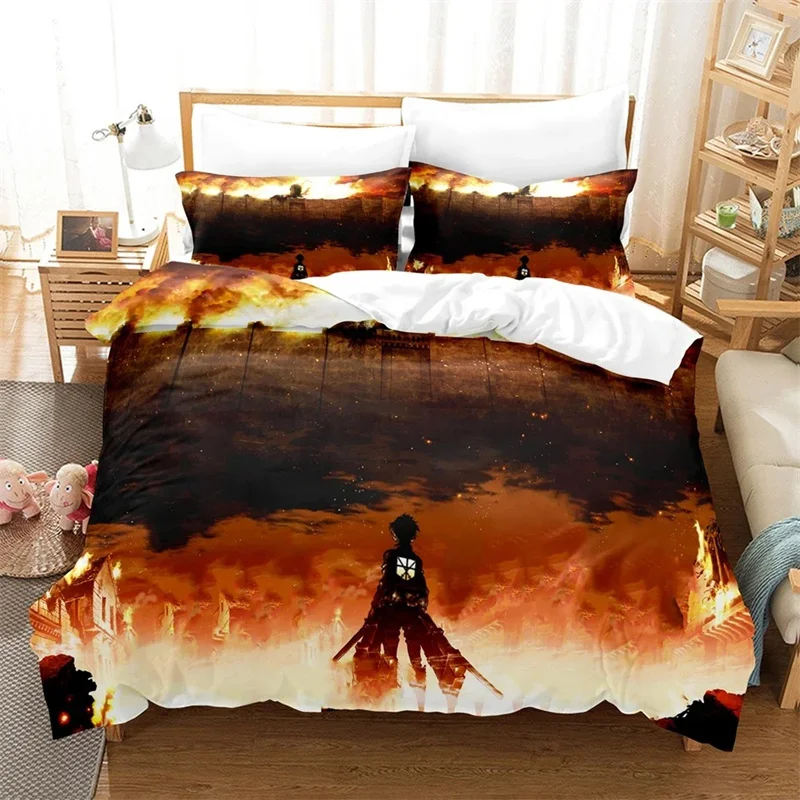 3D Printed Attack on Titan Final Season Bedding Set Boys Girls Twin Queen Size Duvet Cover Pillowcase Bed Kids Adult Duvet Cover