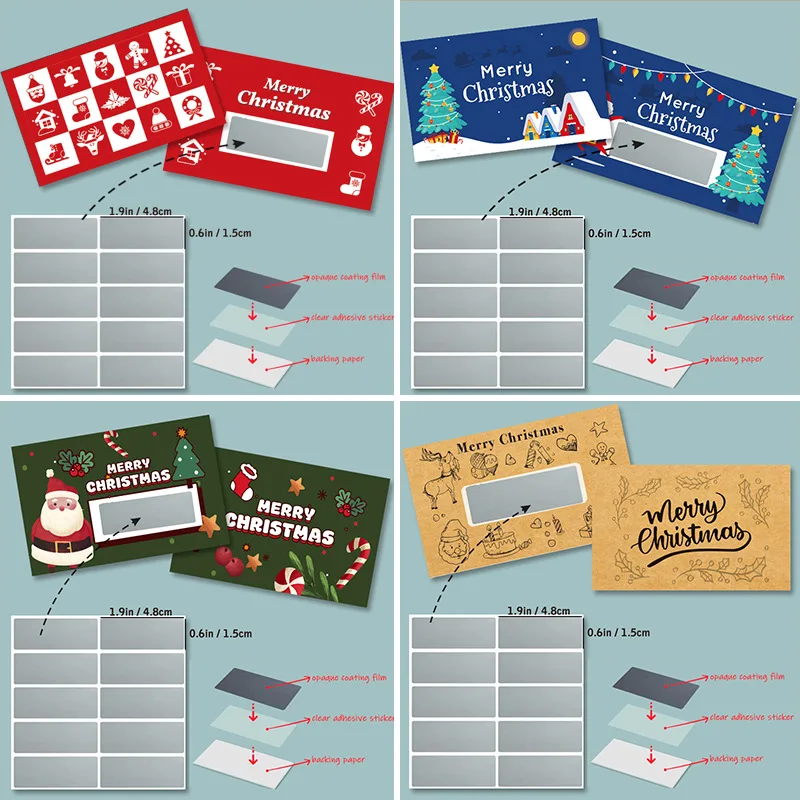 50 قطعة مجموعة بطاقات خدش عيد الميلاد سانتا أنماط متعددة الذاتي خدش عطلة مكافأة تذاكر علامات للهدايا بطاقات فارغة السحب #4