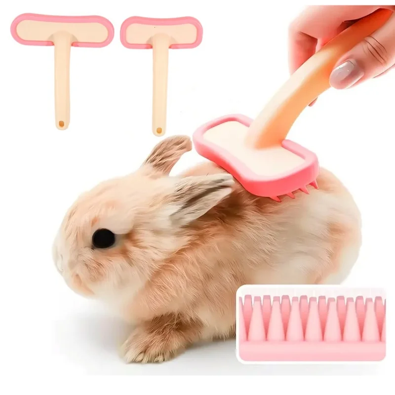 Peine para mascotas, peine pequeño de silicona para conejos, cepillo para pelo de gato, limpieza del cabello de conejillo de indias, herramienta de cuidado de belleza, recortador de belleza, peine de baño para mascotas