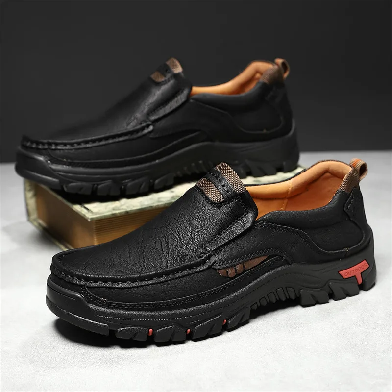 

Classic Black Loafers Shoes for Men Quality Men's Leather Shoes Large Size 48 Outdoor Casual Sports Shoes Men zapatos de hombre
