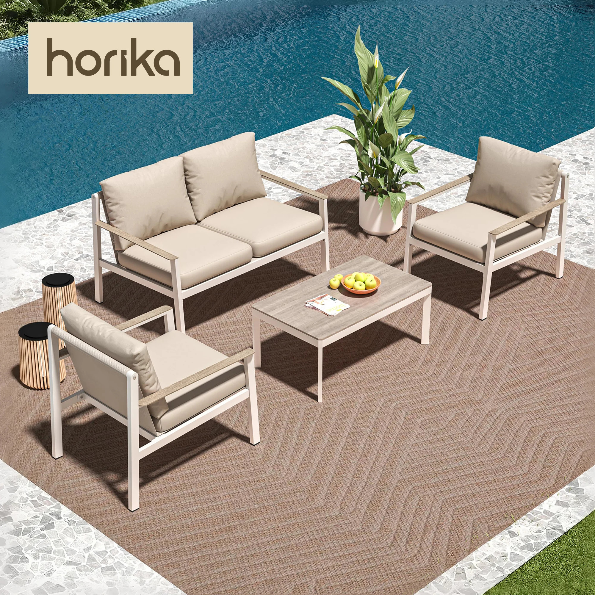 

Ready to Ship Outdoor Garden Aluminum Sofa Set Furniture Patio Conversation Set Outdoor Sofa Set Waterproof