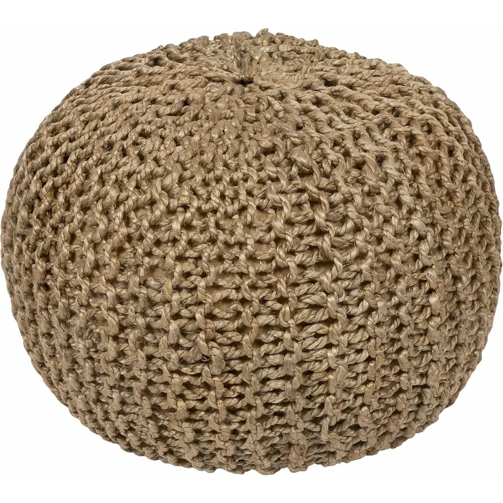 

Merrittstown Natural Wicker Jute Round Pouf Ottoman Style Braided Woven Foot Stool Natural Fiber Round Cylinder