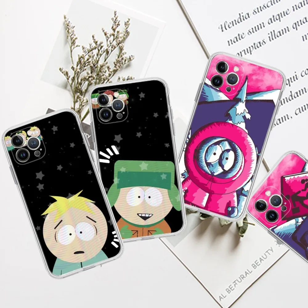 funny-South-Park-Cute Phone Case For iPhone 13 14 Pro Max XS XR 12 11 Pro 13 Mini 6 7 8 Plus Clear Back Cover Capa