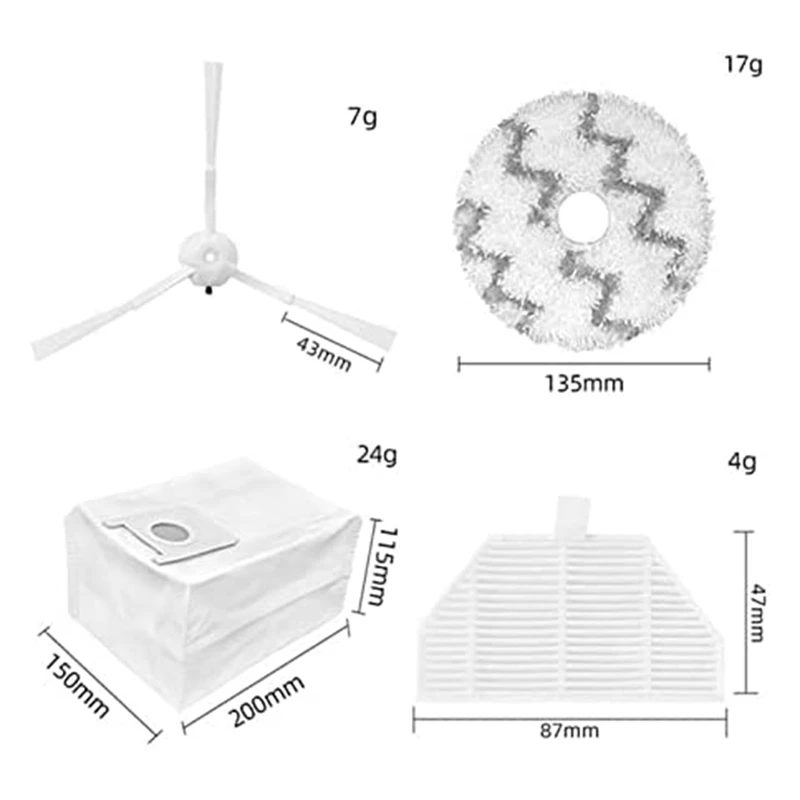 Replacement Accessory Parts For Xiaomi Roidmi EVA / SDJ06RM Self-Cleaning Robot Vacuum Cleaner