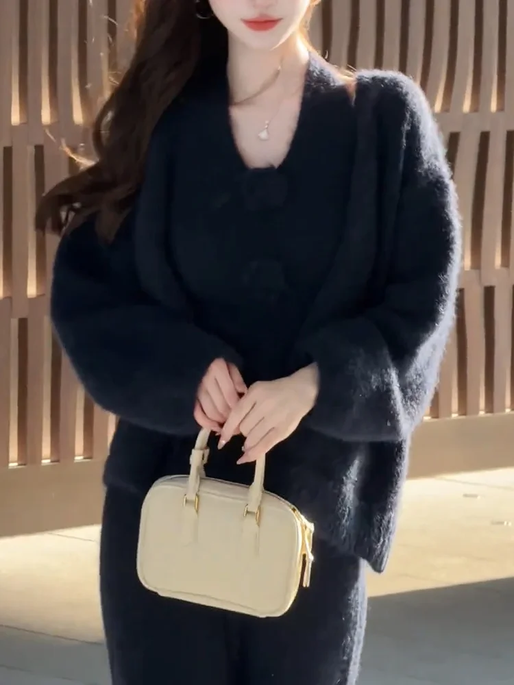 

Корейский мягкий вязаный кардиган без застежек, осенняя новинка, большие размеры, универсальный, стройнящий, теплый, с длинными рукавами, топ-кардиган