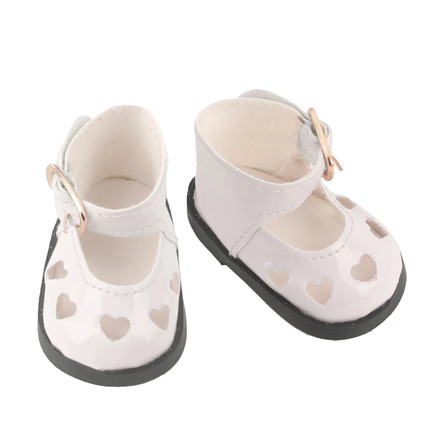 Zapatos de piel sintética para muñeca, botas americanas de 5,5 CM para muñeca de 14 pulgadas, zapatos con lazo de corazón ahuecado para muñeca de