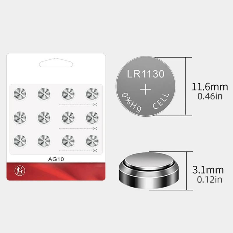 12 peças 1.5v lr1130/ag10/lr54/389a/189/sr1130 bateria botão lítio moeda k1kf