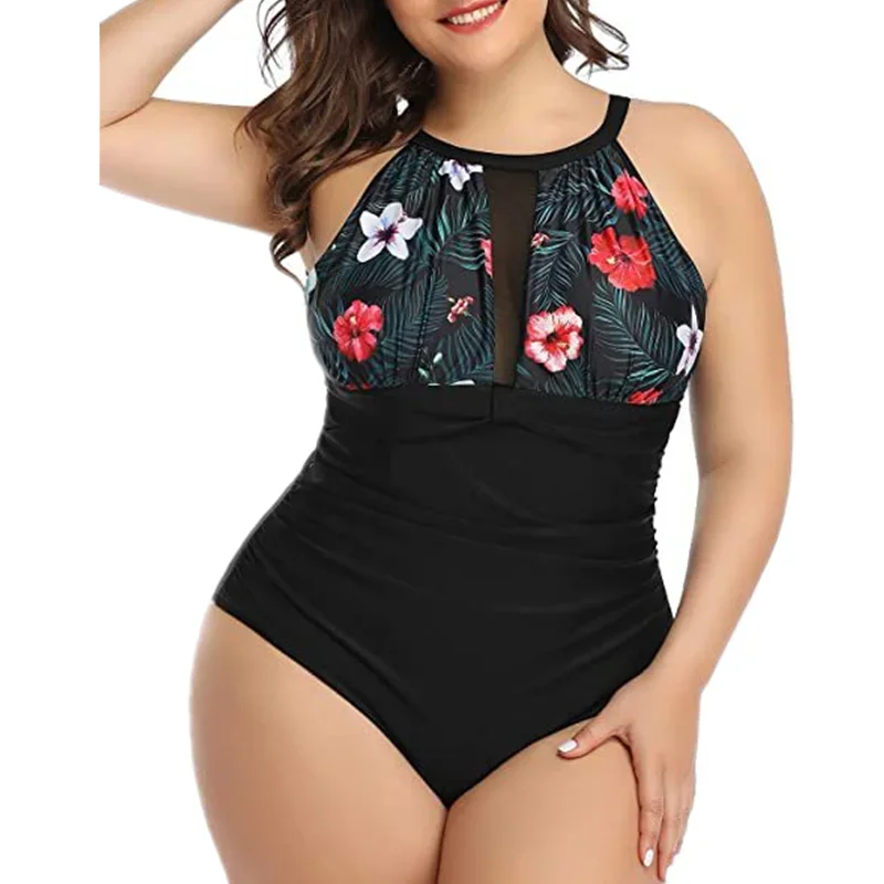 Sexy Lace Folds Bikini Woman Beachwear Swimwear Famale Bathing Suit One Piece Swimsuit Women Ladies Flower Print Swimming Suits