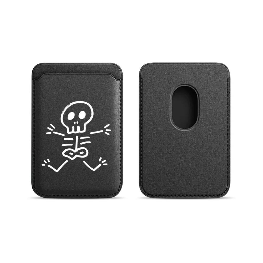 Leder-Kartenhalter Künstlerischer Totenkopf-Geldbörsen-Cover Telefonkartenhalter für Magnetische Hülle Geeignet für alle iPhones für Magsafe Karten-Handytasche – Detail 9