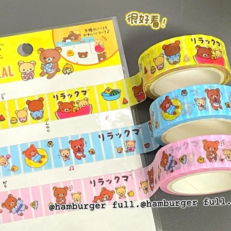 

3Pcs Rilakkuma Cartoon Paper Tape Sticker Diy Notebook Water Cup Desktop Photo Frame Phone Case Decoration Girl's Birthday Gift
