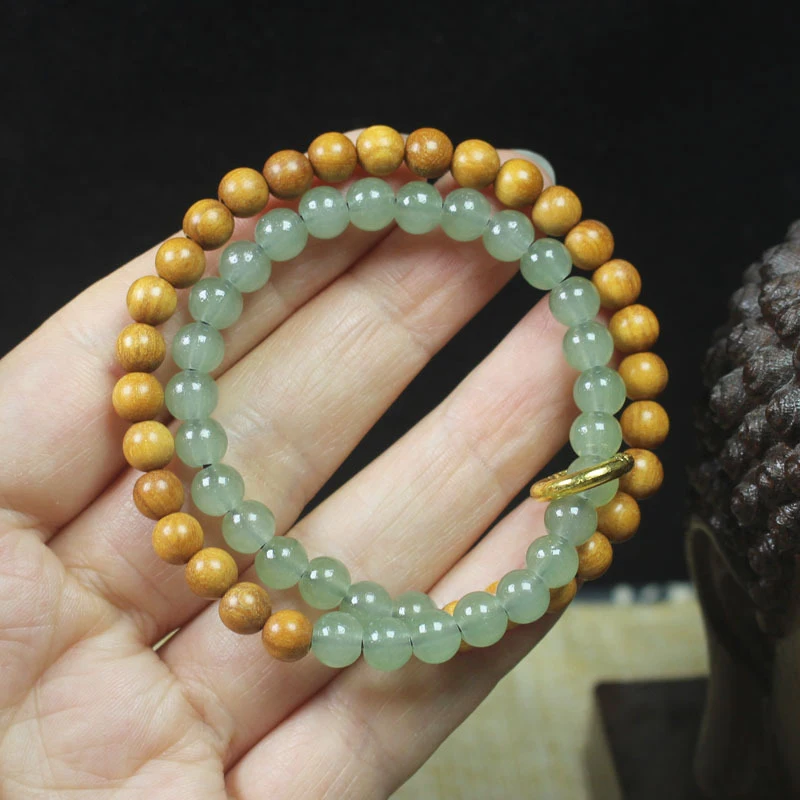 Sandalwood 6mm double-loop Buddhist bracelet for men and women DIY running ring cultural toy prayer bead jewelry