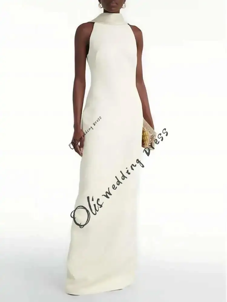 

customized New Ivory Prom Dress 2025 Custom Made Sleeveless Boat Neck Sweep Train Formal Party Gowns Crystal Mermaid Evening Gow