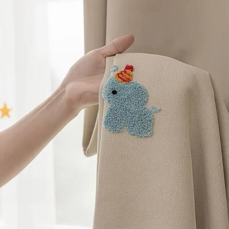 Children's Room Curtain Boy Blackout Chenille Embroidery Cartoon Cute Girl Princess Style Curtain for Living Dining Room Bedroom