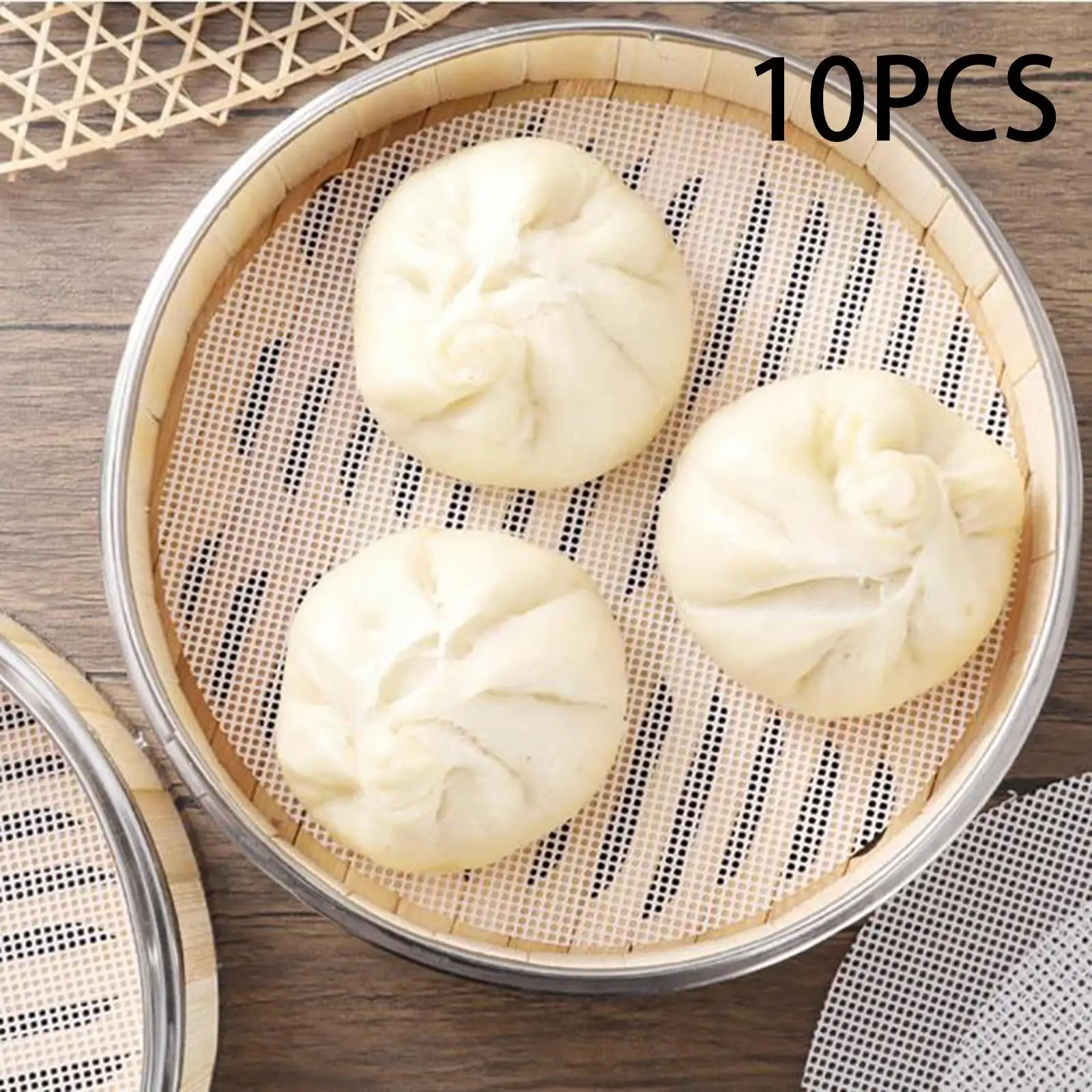 10 Pieces Steamer Mesh Pads Steamed Buns Pad Soft Texture Cooking Tools Cooking Steam Mat for Bread Cakes Dim Sum Kitchen Use