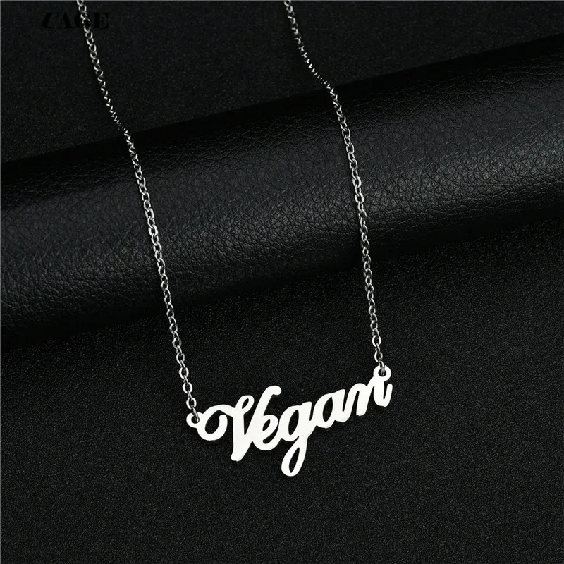 UAGE Vegetarian Symbol  Letters Vegan Necklace Vegan Lifestyle Gift Jewelry for women Necklace