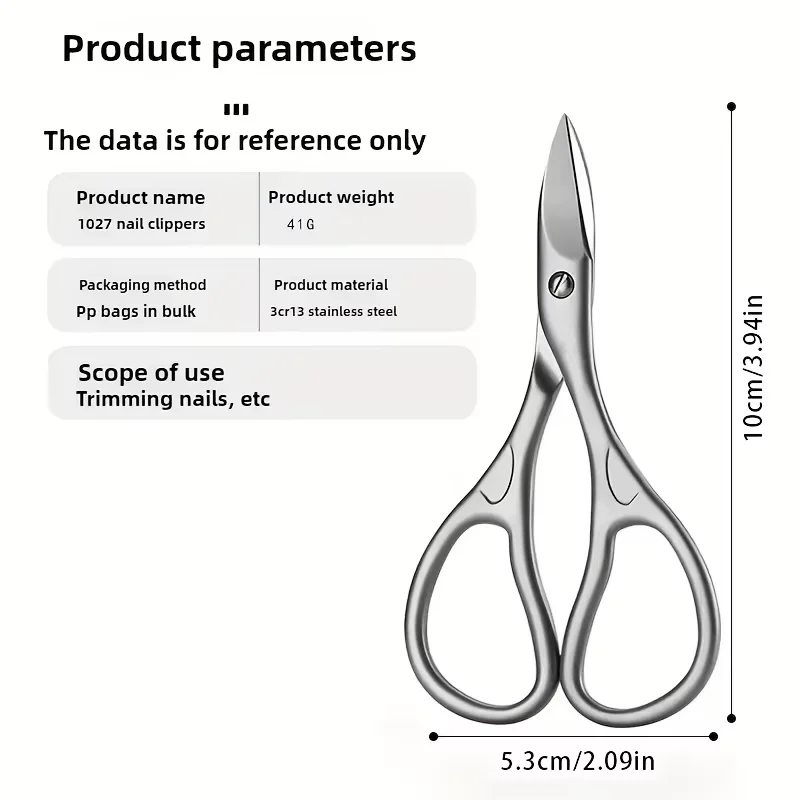 1Pcs Professional Nail Cutter Scissors Eyebrows Eyelash Multi-purpose Curved Blade Manicure Pedicure Fingernail Toenail Clipper