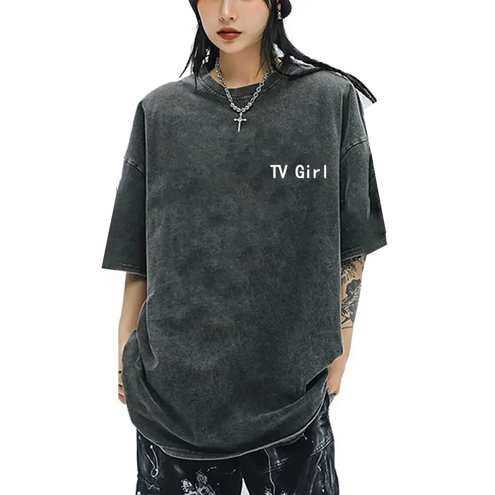 

Washed Vintage TV Girl French Exit Album Graphic T-shirt Men Women Gothic Punk Oversized T Shirts Unisex Casual Retro T-shirts