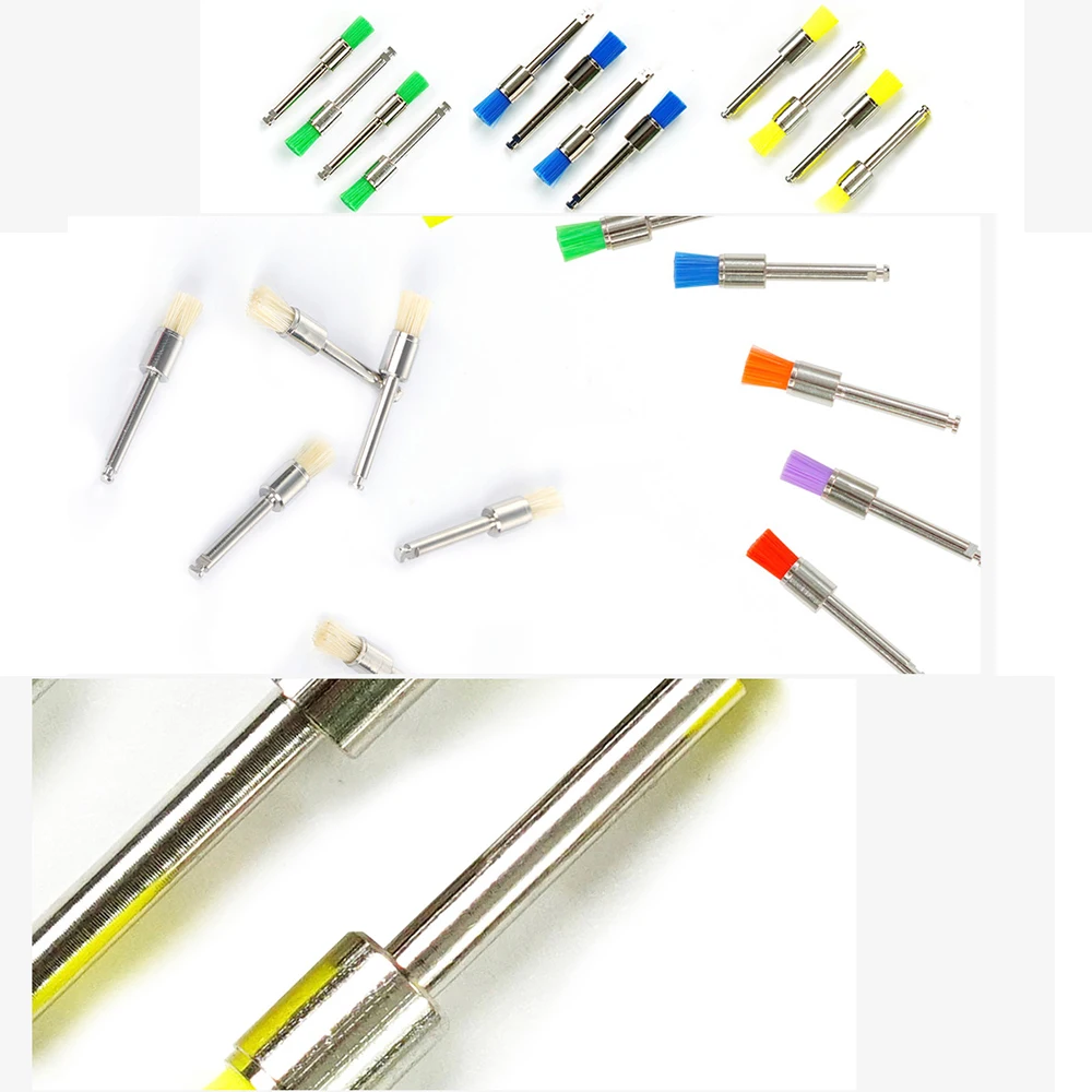 100Pcs Disposable Teeth Polishing Brushes Flat& Pointed Tip For Low Speed Handpiece Oral Beauty Teeth Stain Remover