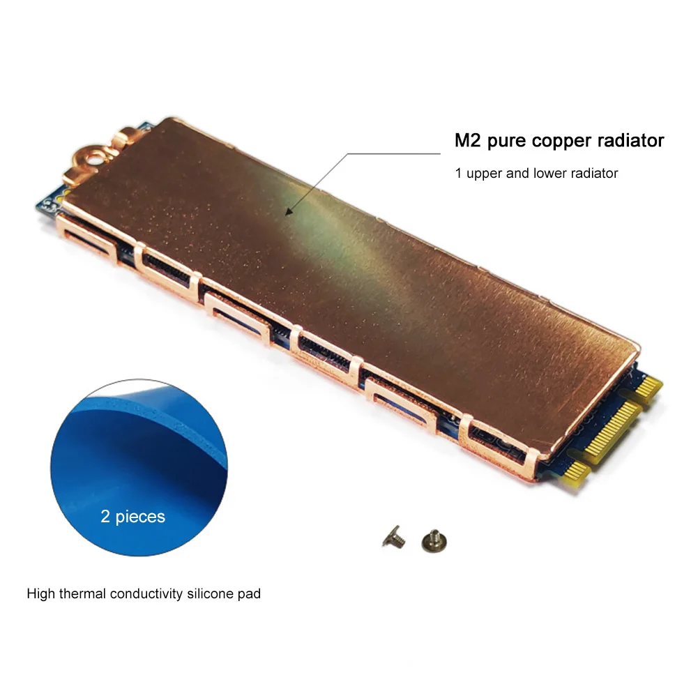 Copper M.2 SSD Heat Sink Radiator with Silicone Thermal Pad M.2 SSD Hard Disk Cooling Heatsink For NVME M2 NGFF 2280 PCIe SSD