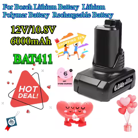 12V/10.8V 6000mAh for Bosch Lithium Battery Lithium Polymer Battery BAT411 Rechargeable Battery