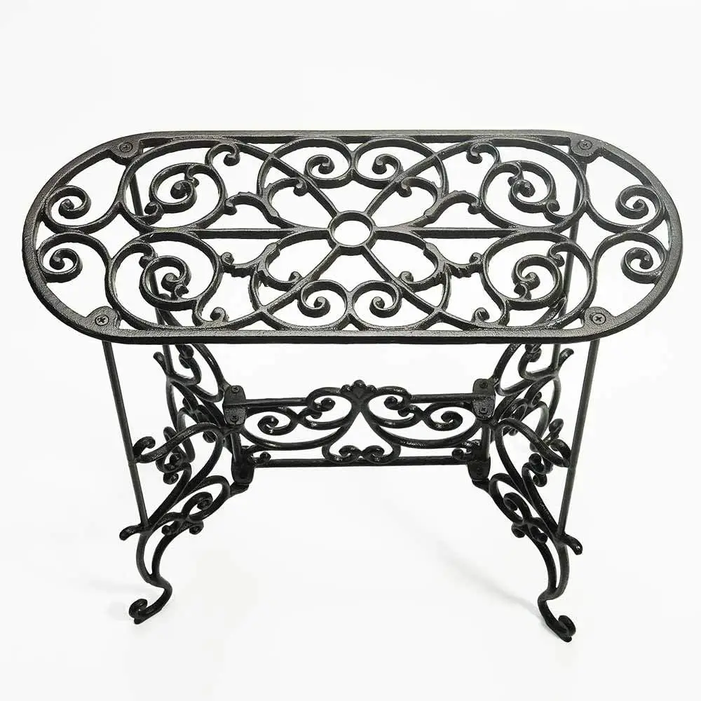 Sungmor Heavy Duty Cast Iron Potted Plant Stand Garden Table Indoor Outdoor Corner Shelf for Planters Vases Books and More