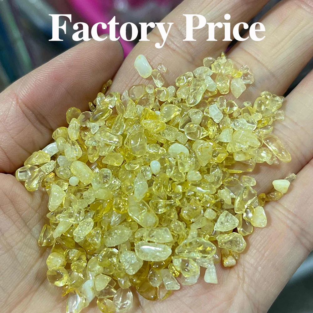 100g Natural Crystal Crushed Stone Citrines Ornaments Energy Stones for Buddha Ornaments, Fish Tank and Flower Pot Decorative