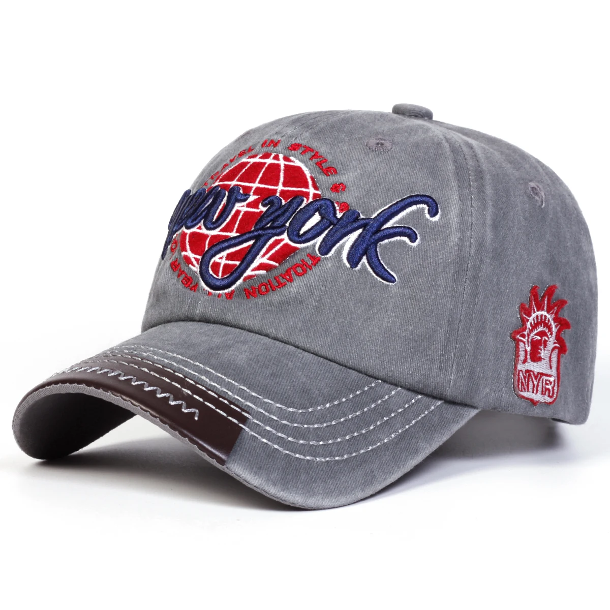 Unisex New York Baseballkappen mit Stickerei, verstellbar, für Frühling und Herbst, lässiger Sonnenschutzhut – Detail 6