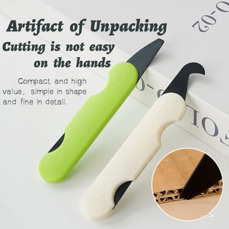 Portable Double-head Two-In-One Round Arc Open Box Cutter Safety Opener Dismantling Tool Small Household Courier Unpacking Knife