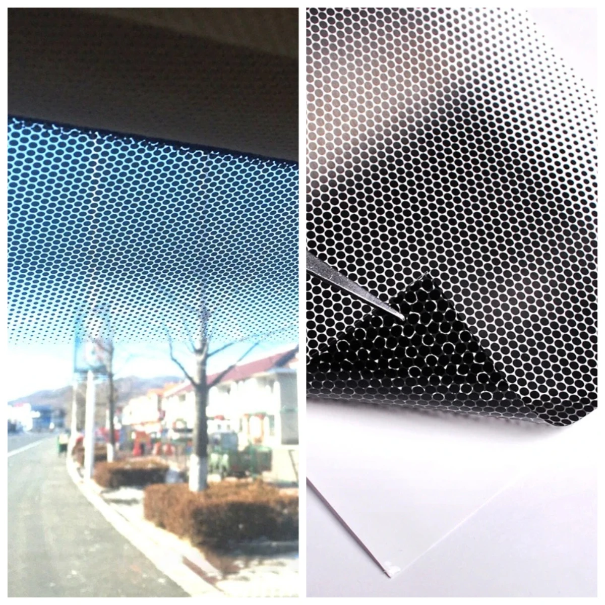 2m Car Sun Shade Front Windshield Sticker - Black Mesh Perforated Vinyl Sunshade Decal