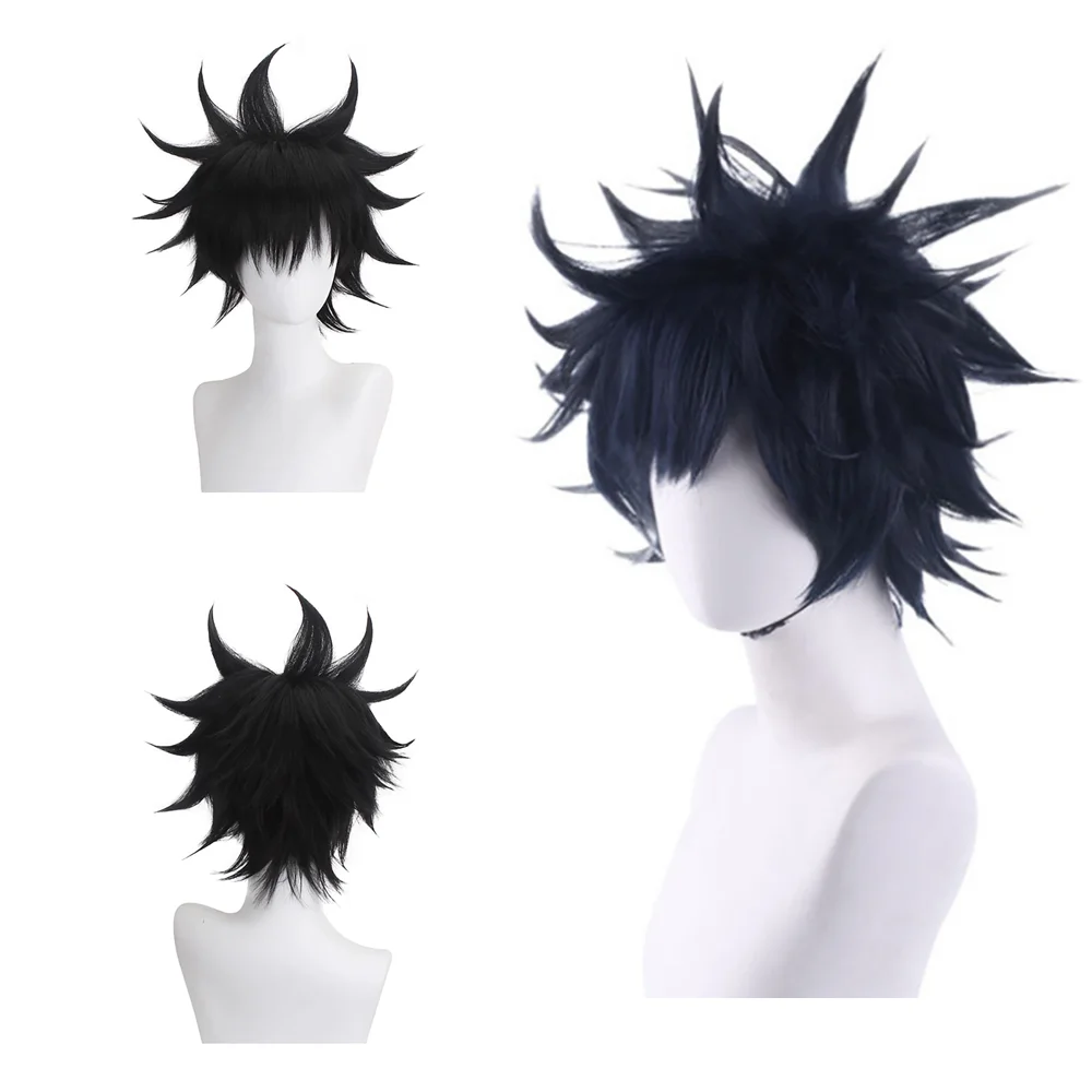 عالية الجودة أنيمي Jujutsu Kaisen Fushiguro Megumi تأثيري الشعر الاصطناعية أسود قصير الشعر رقيق شعر مستعار طبيعي مقاوم للحرارة