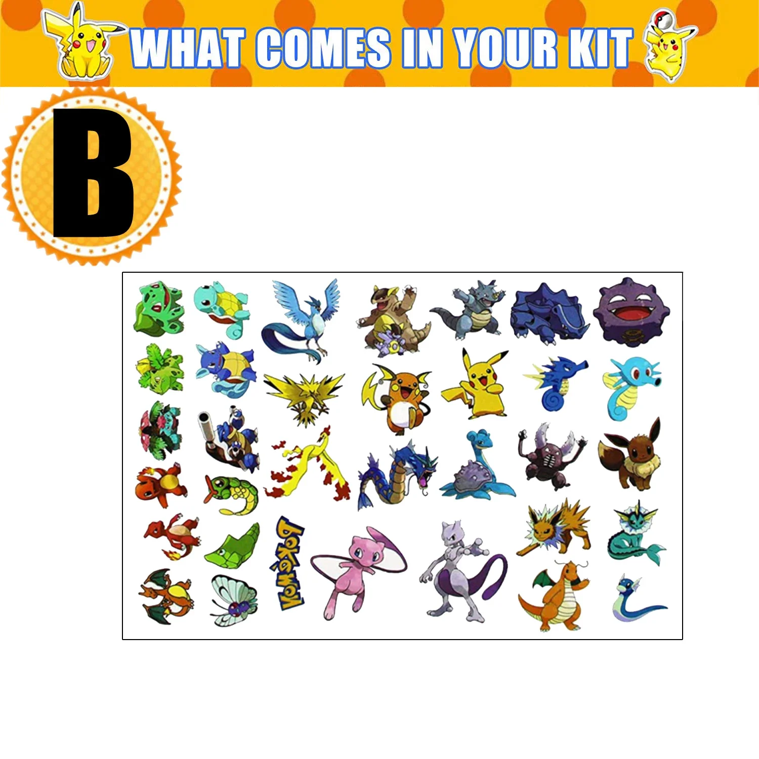 Pokemon Tattoo Stickers Kids Favors Pikachu Cartoon Stickers Boy Birthday Party Gift Sticker Waterproof Baby Shower Supplies