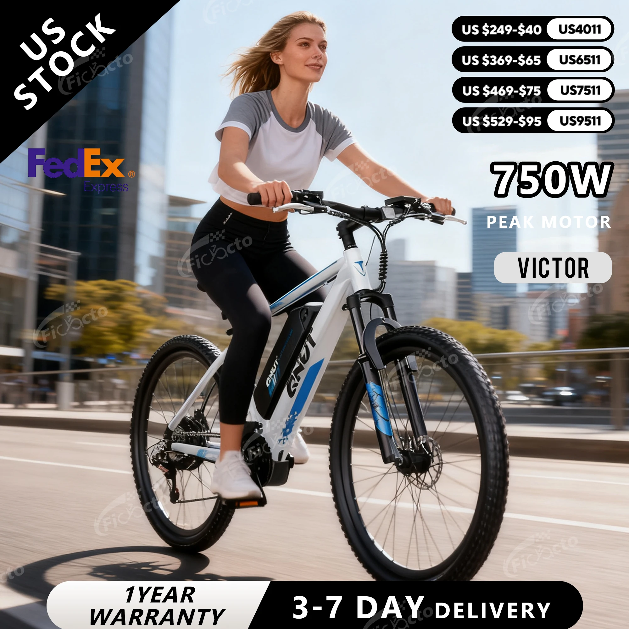 

‎QNUT Electric Bicycle 350W Motor 36V10.4AH Lithium Battery VICTOR Electric Bike Mechanical Brake 26*2.125 Inch City E-bike